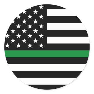 Thin Green Line American Flag Classic Round Sticker