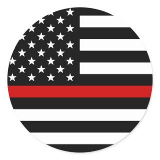 Thin Red Line American Flag Classic Round Sticker