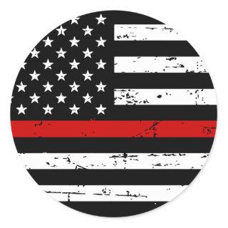Thin Red Line American Flag Firefighter Classic Round Sticker