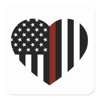 Thin Red Line American Flag Square Sticker