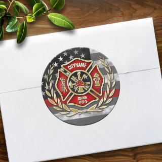Thin Red Line Fire Department Custom Classic Round Sticker