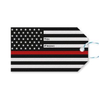 Thin Red Line Firefighter Flag Gift Tags