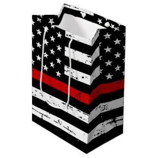 Thin Red Line Fireman Flag Firefighter    Medium Gift Bag