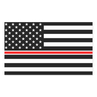 Thin Red Line Flag: Firefighter Hero Memorial Rectangular Sticker