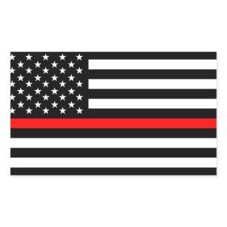 thin red line flag fireman firefighter usa united rectangular sticker