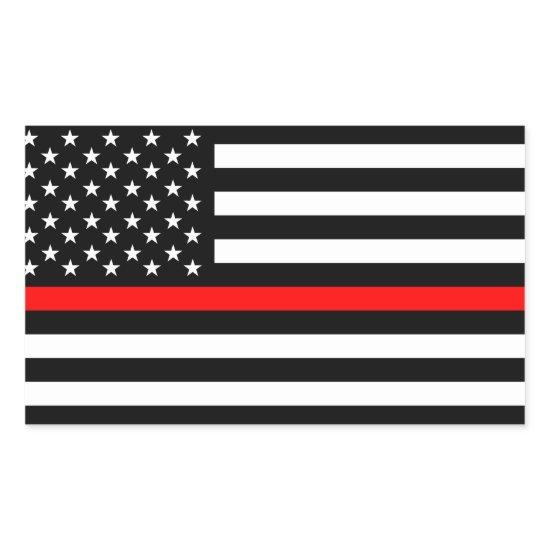 thin red line flag fireman firefighter usa united rectangular sticker