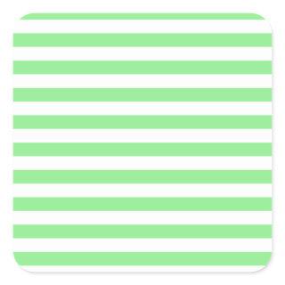Thin Stripes - White and Light Green Square Sticker
