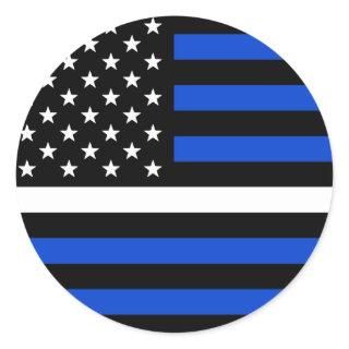 Thin White Line Blue American Flag Classic Round Sticker