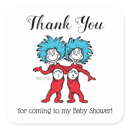 Thing 1 Thing 2 | Twins Baby Shower Thank You Square Sticker