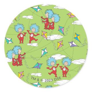 Thing One Thing Two Flying Kite Things Pattern Classic Round Sticker