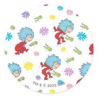 Thing One Thing Two Hoppy Frog Things Pattern Classic Round Sticker