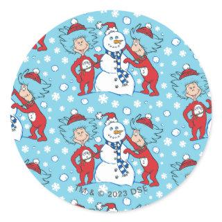 Thing One Thing Two Snowman Pattern Classic Round Sticker