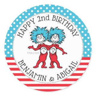 Thing One Thing Two | Twins Birthday Classic Round Sticker