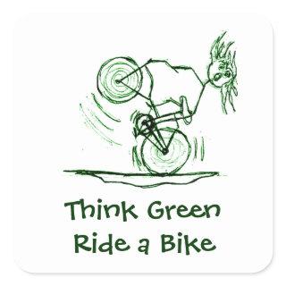 Think Green Ride a Bike Square Sticker