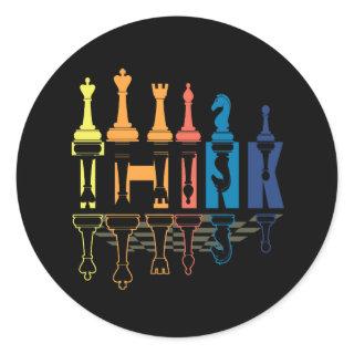 Think Retro Vintage Chess Pieces Player Coach Boar Classic Round Sticker