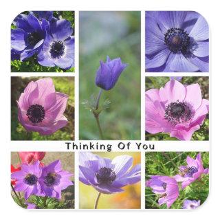 Thinking of You Anemone Photo Collage Square Sticker
