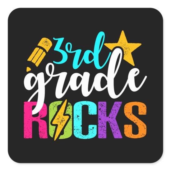 Third 3rd grade rocks Teacher or Student Square Sticker
