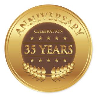 Thirty Five Years Anniversary Gold Medal Classic Round Sticker