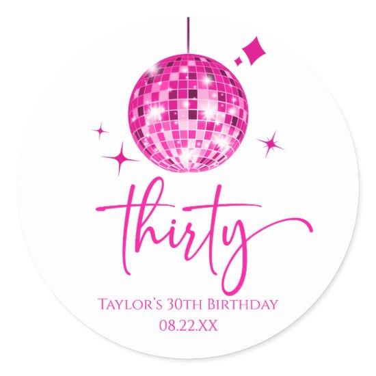 Thirty Pink Disco Ball 30th Birthday Party Classic Round Sticker