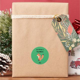 This Belongs to Back to School Proud Fox Green Classic Round Sticker