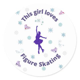 This Girl Loves Figure Skating  Classic Round Sticker