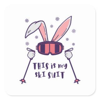 This is my Ski Suit Skiing Rabbit with ski poles Square Sticker