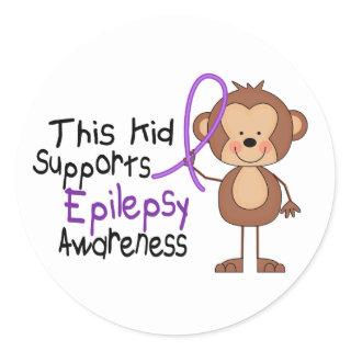 This Kid Supports Epilepsy Awareness Classic Round Sticker