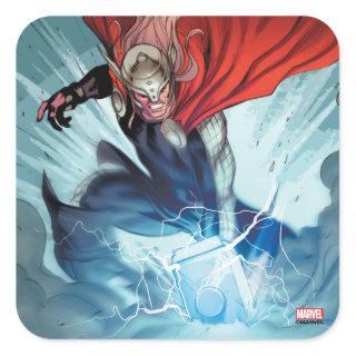 Thor Hammer Comic Panel Square Sticker