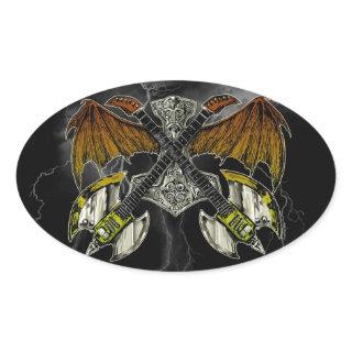 Thor Hammer of the Gods Guitars Oval Sticker