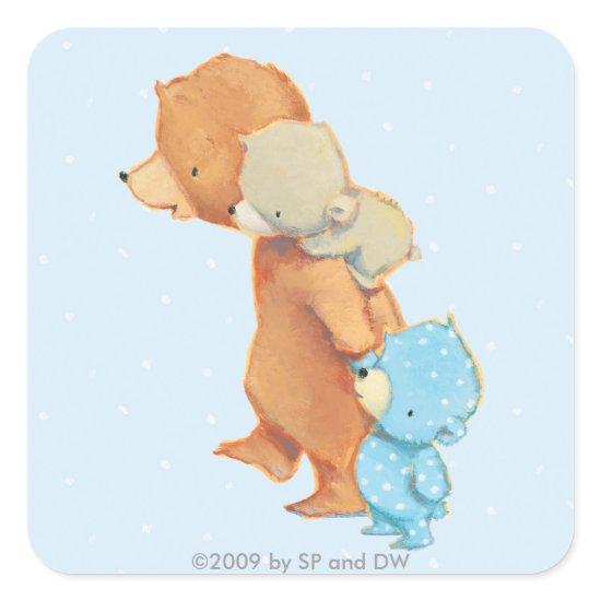 Three Adorable Bear Friends Square Sticker