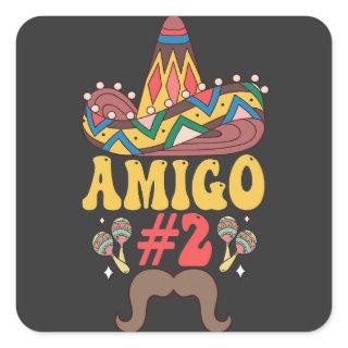 Three Amigos Mexican Funny Matching Cinco De Mayo  Square Sticker