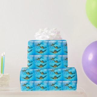 Three Baby Sea Turtles Swimming Birthday