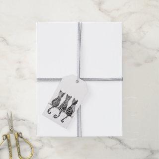 Three Black and White Cats pack of 10 gift tags