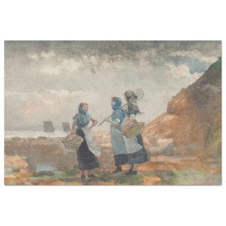 Three Fishing Girls (at Tynemouth, Northumberland) Tissue Paper