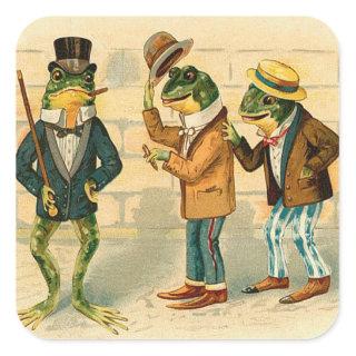 Three Funny Frogs Square Sticker
