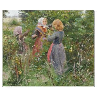 Three Girls Picking Blackberries (by Brendekilde)