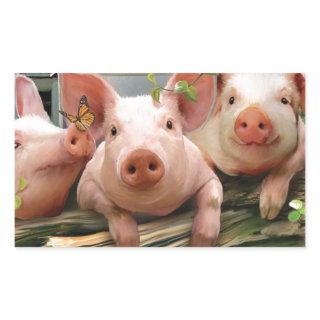 Three Little Pigs Rectangular Sticker