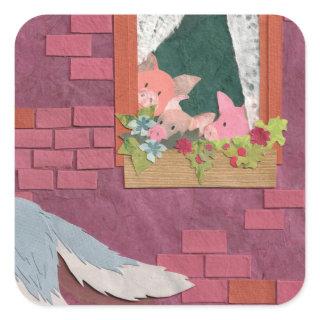 Three Little Pigs Square Sticker