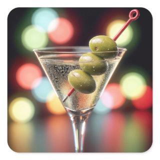 Three Olives In a Martini Glass Square Sticker