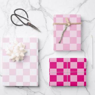 Three Pink Checkerboard  Sheets