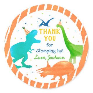 Three Rex Dinosaur Birthday Thank You Stickers