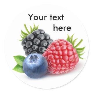 Three wild berries classic round sticker