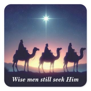 Three Wise Men Following a Star Square Sticker