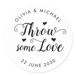 Throw Some Love Confetti Wedding Favor Script Classic Round Sticker