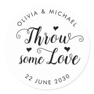 Throw Some Love Confetti Wedding Favor Script Classic Round Sticker