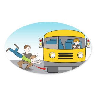 Thrown Under Bus Oval Sticker