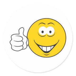 Thumbs Up Face Classic Round Sticker