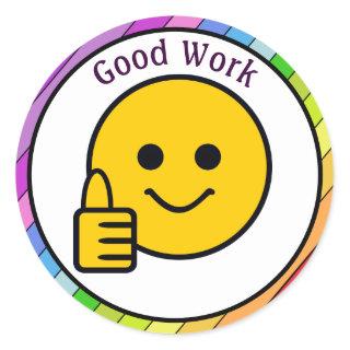 Thumbs Up Face Good Work Classic Round Sticker