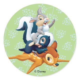 Thumper, Flower, & Bambi Stacked During Play Classic Round Sticker