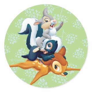 Thumper, Flower, & Bambi Stacked During Play Classic Round Sticker